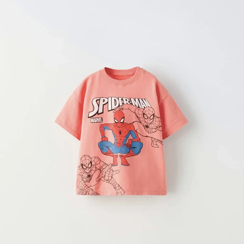 2024 Fashion Boys T-shirt Round Neck Loose Short Sleeves Tees Summer Clothing Spider Man Boys Tops T Shirts Children\'s Wear Tee