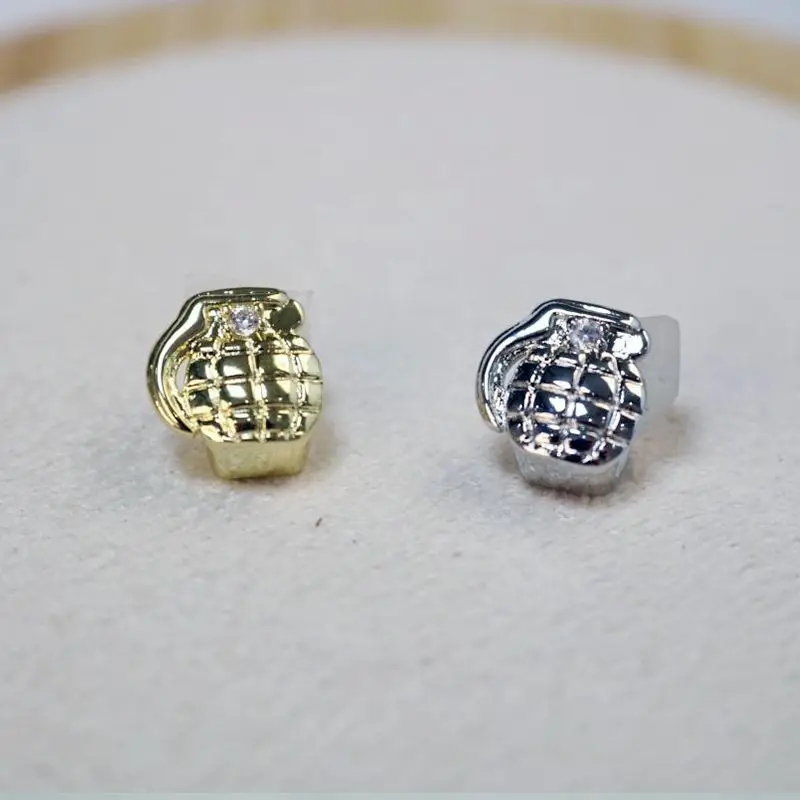 

European and American hip-hop shiny punk gold and silver plated anti tank grenade shaped single tooth braces