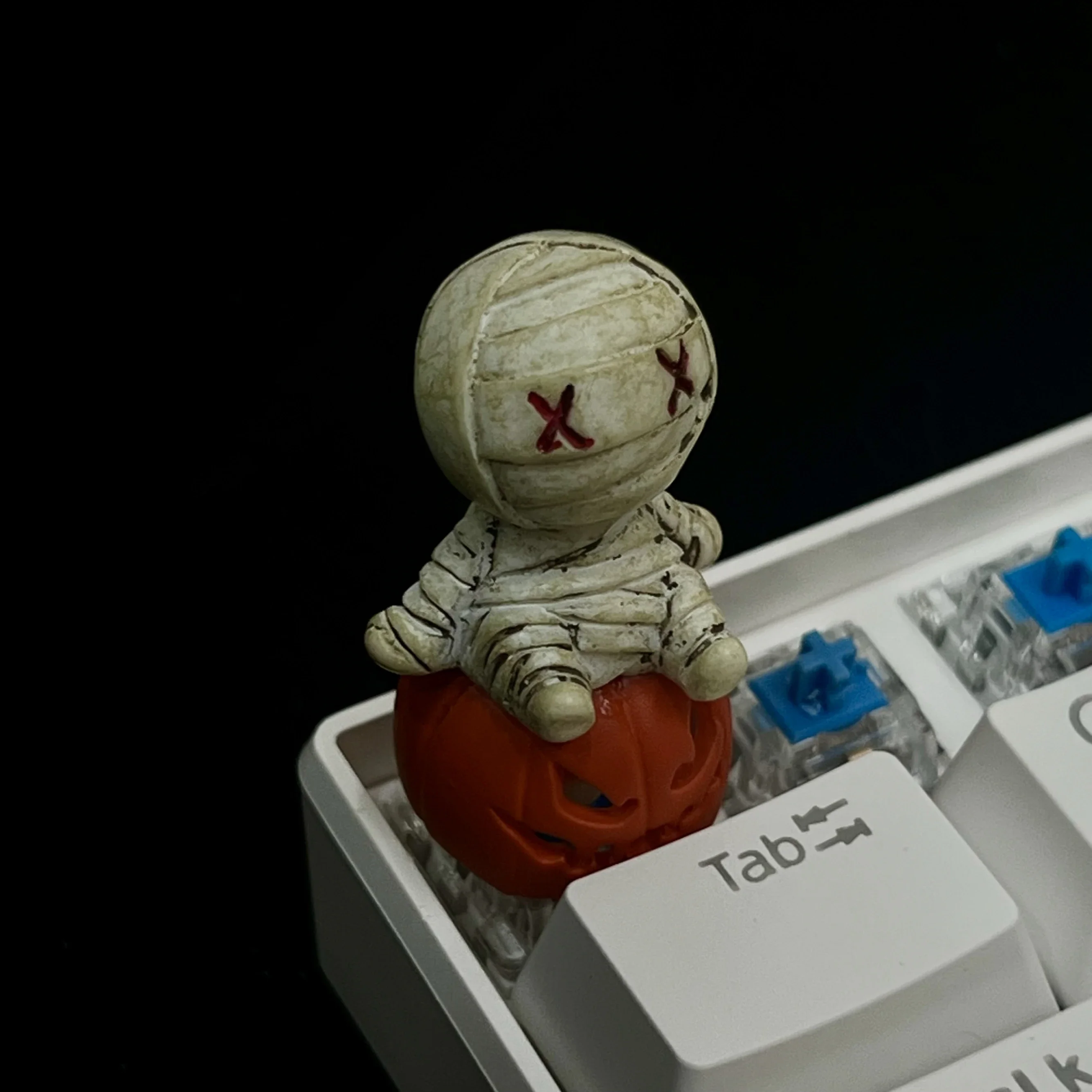 Murni buatan tangan DIY Halloween mummy labu transparan keycap pribadi sederhana poros silang