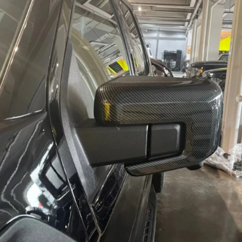 

1 Pair Front Left & Right Door Side Wing Rear View Mirror Cover Cap Trim Carbon Fiber Style Plastic Fit for Ford F150 F-150 2022