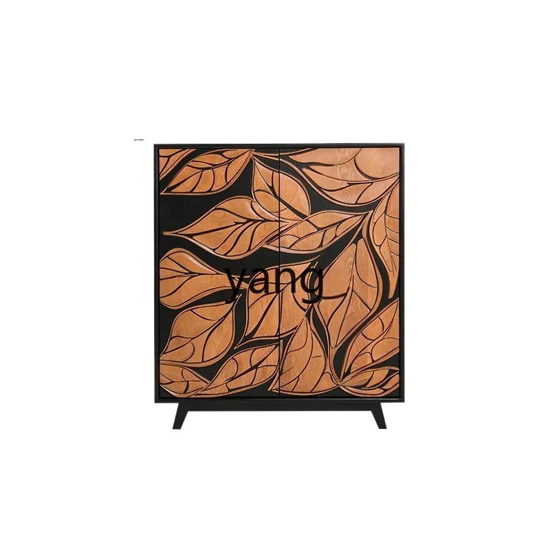 

LMMsolid wood carved decorative cabinet medieval art creative living room side cabinet into storage shoe cabinet