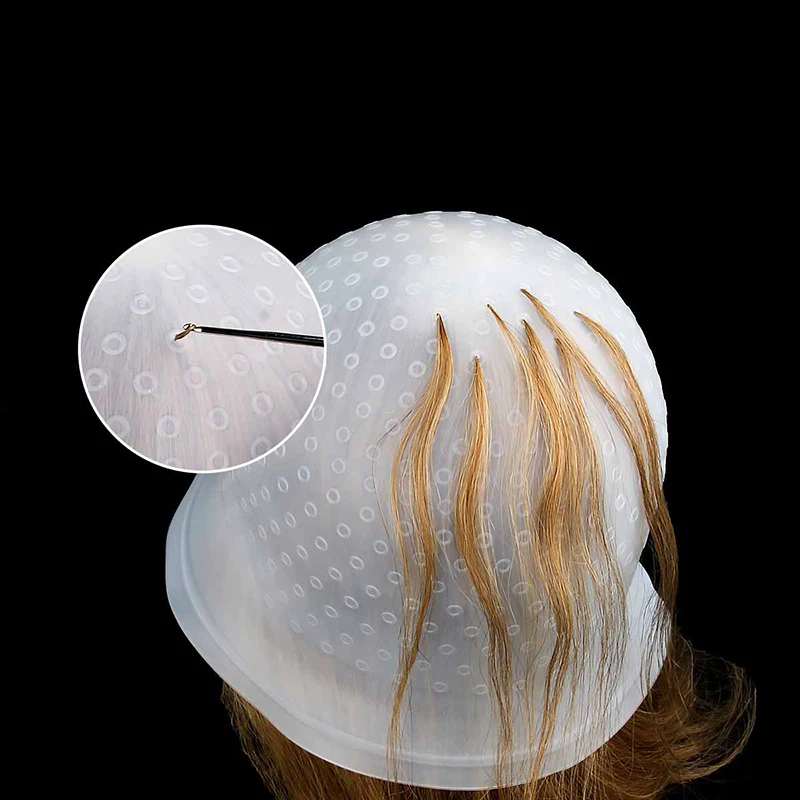 ~Silicone Hair Coloring Cap Hook Needle Professional Color Dye Highlighting Reusable Set Frosting Dyeing Tools Beauty Salon.