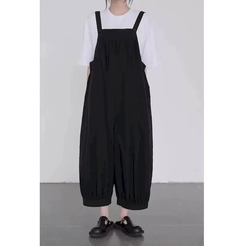 

Solid Jumpsuits for Women Versatile Loose Oversized Playsuits Casual Pocket Design Vintage One Piece Outfit Women Harem Pants