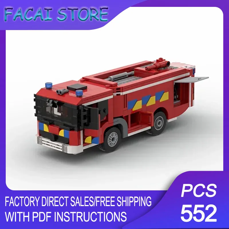 

Серия конструкторов Moc: Бельгийская пожарная машина-цистерна, модель из технологичных кирпичиков, брендированная техника, игрушка-конструктор для самостоятельной сборки, подарок