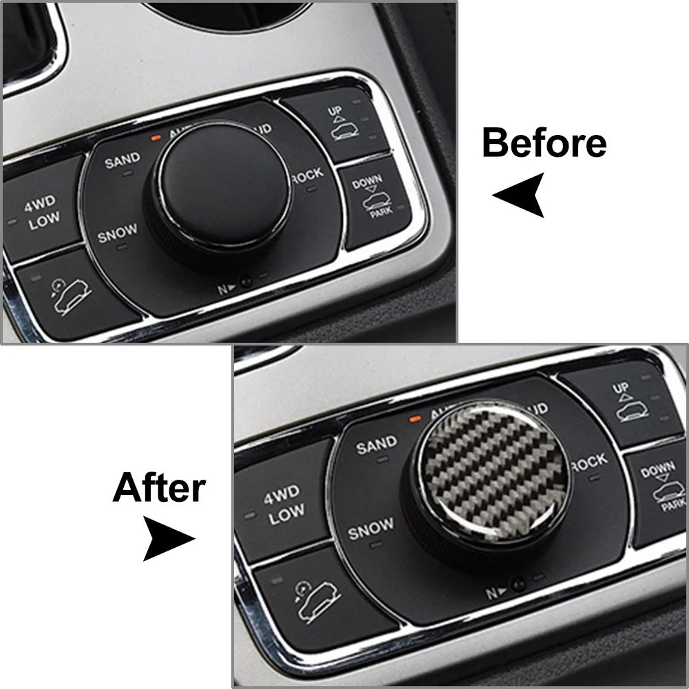 Black/Red Car Central Console Knob Button Cover Trim Decoration For Jeep Grand Cherokee 2011-2022