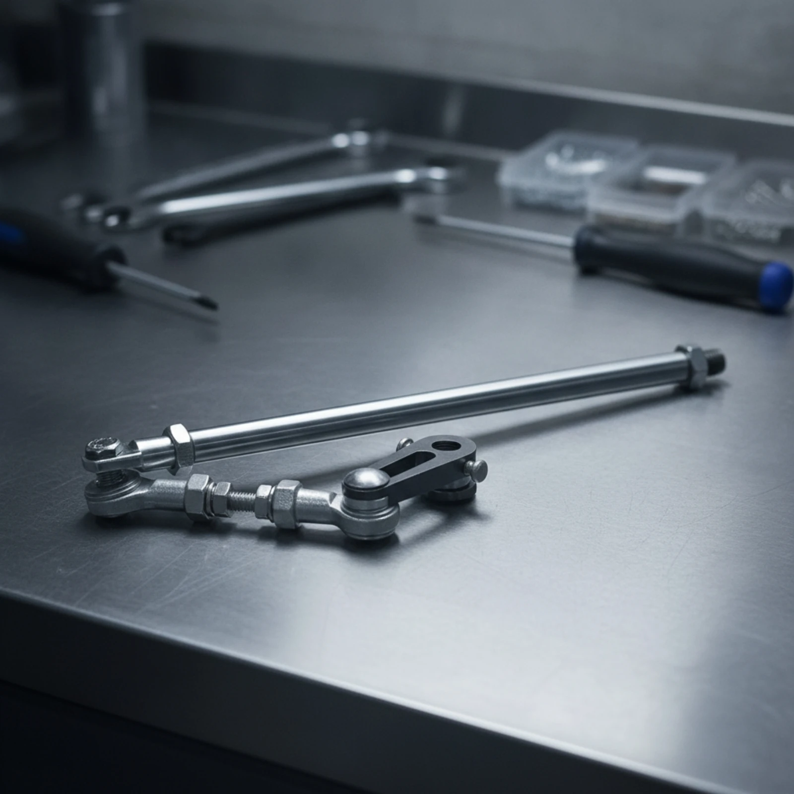 Mechanical Linkage Assembly Aluminum Alloy Adjustable Linkage with Rod-End Joints Swing Arm Rod Easy to Install for DIYers