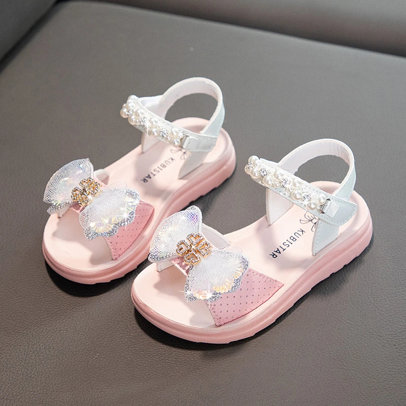 Girl's Outdoor Sandals Breathable Summer Walking Casual Beach Shoes Princess Childrens Barefoot Trekking Heel Soft Comfortable