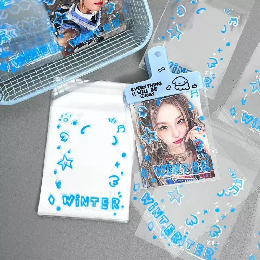 50pcs 8x10cm Kawaii Clear OPP Sealing Bags Ins Cute Packaging Pouches For Kpop Photo card Badge Candy Small Handmade GiftStorage