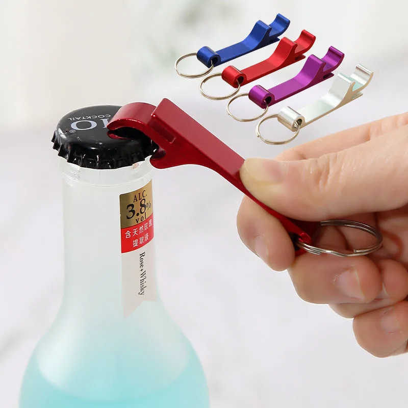50/100Pcs Colored Bottle Opener Keychain Metal Beer Beverage Can Opener Keychain Aluminum Practical Flat Bottle Opener