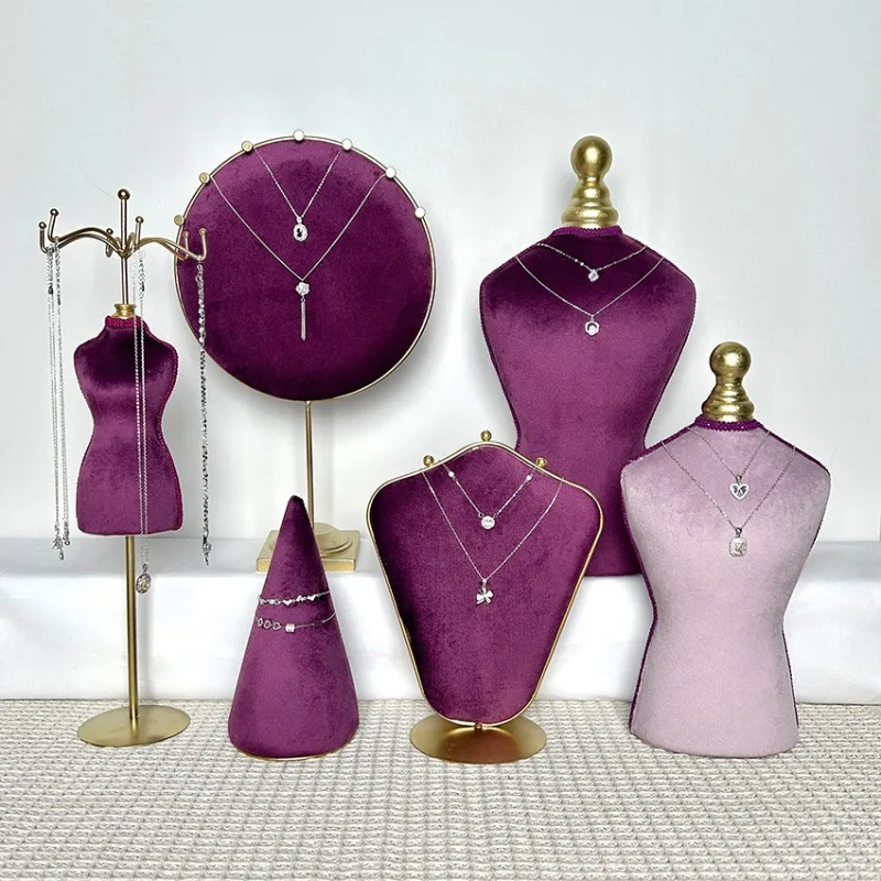 Velvet Jewelry Stand Jeweler Minimalist Earring Storage Holder Exhibitor Counter Necklace Display Shelf Jewellery Packaging Prop