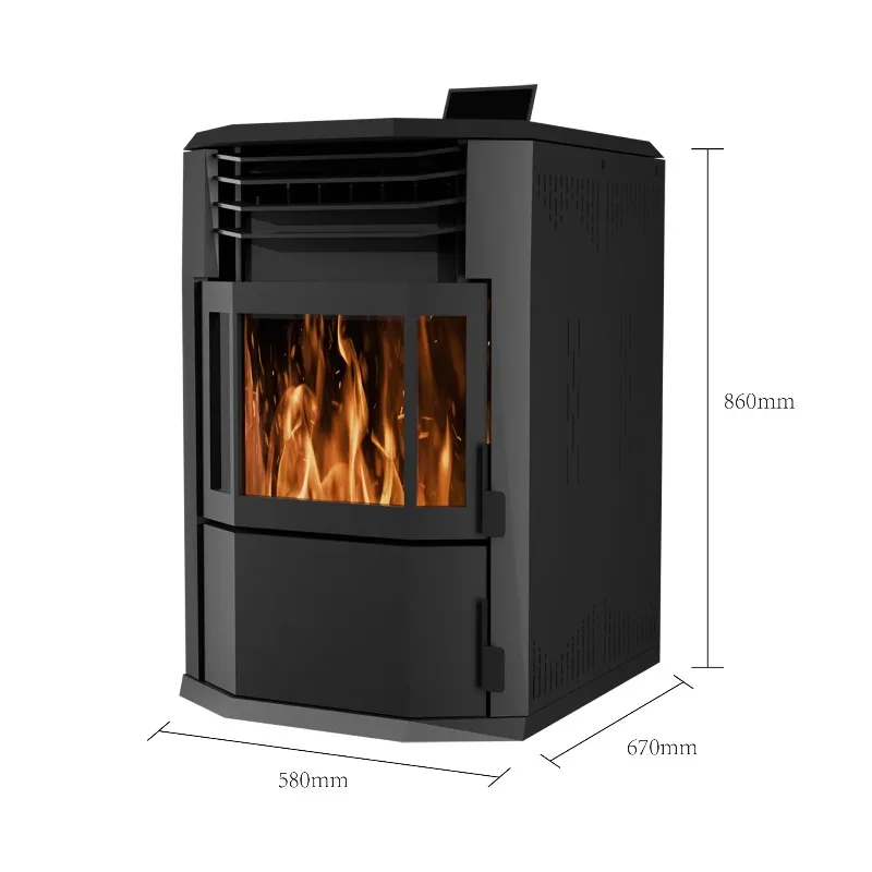 

10kW Automatic Indoor Modern Design Wood Burner Cast Iron Biomass Pellet Stove Central Water Heating for Home Fireplaces Villas