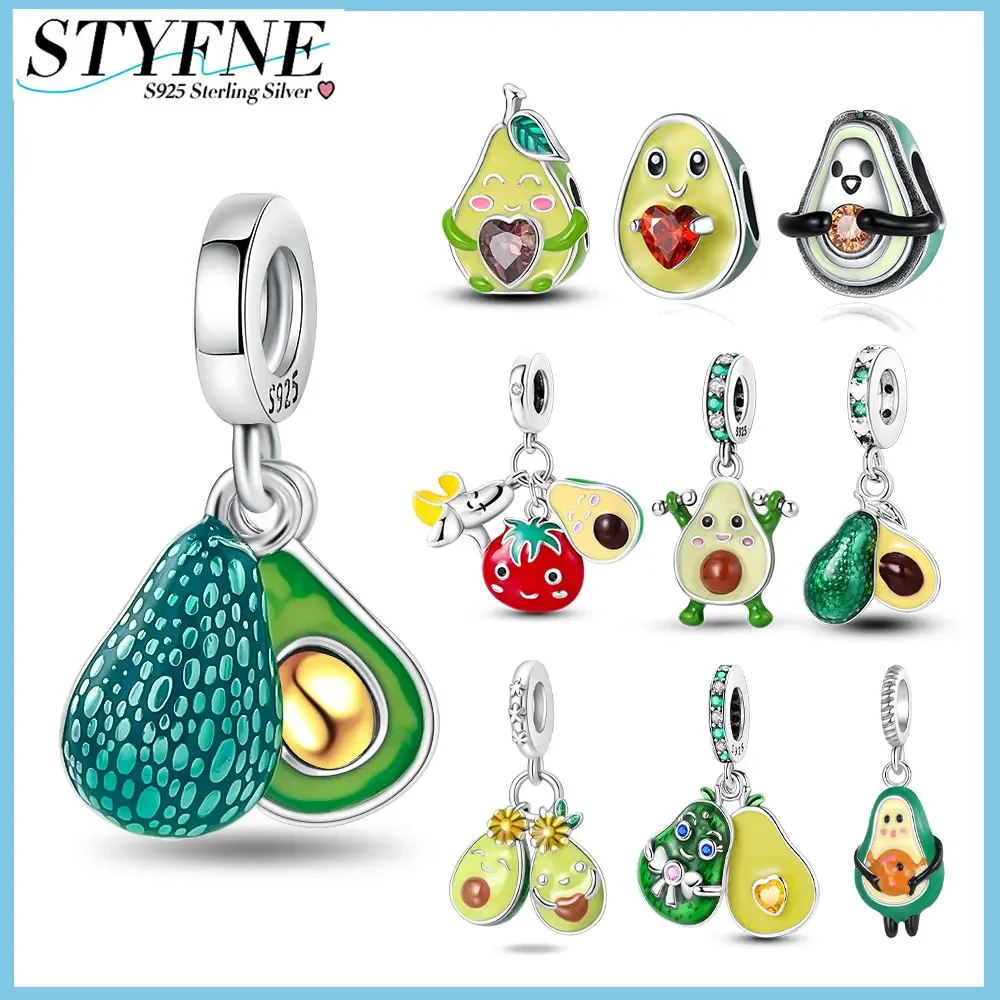 Sterling 925 Silver Fruit Snack Avocado Banana Tomato Series Charm Beads for Women Diy Original Bracelet Boutique Jewelry Gift