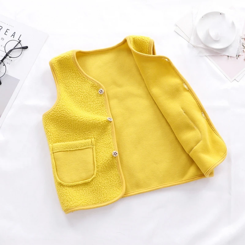 Autumn Winter 0-1 Years Baby Fleece Waistcoats Sleeveless Solid Jackets Vest For Infant Boy Girl Thickened Baby Vest Warm