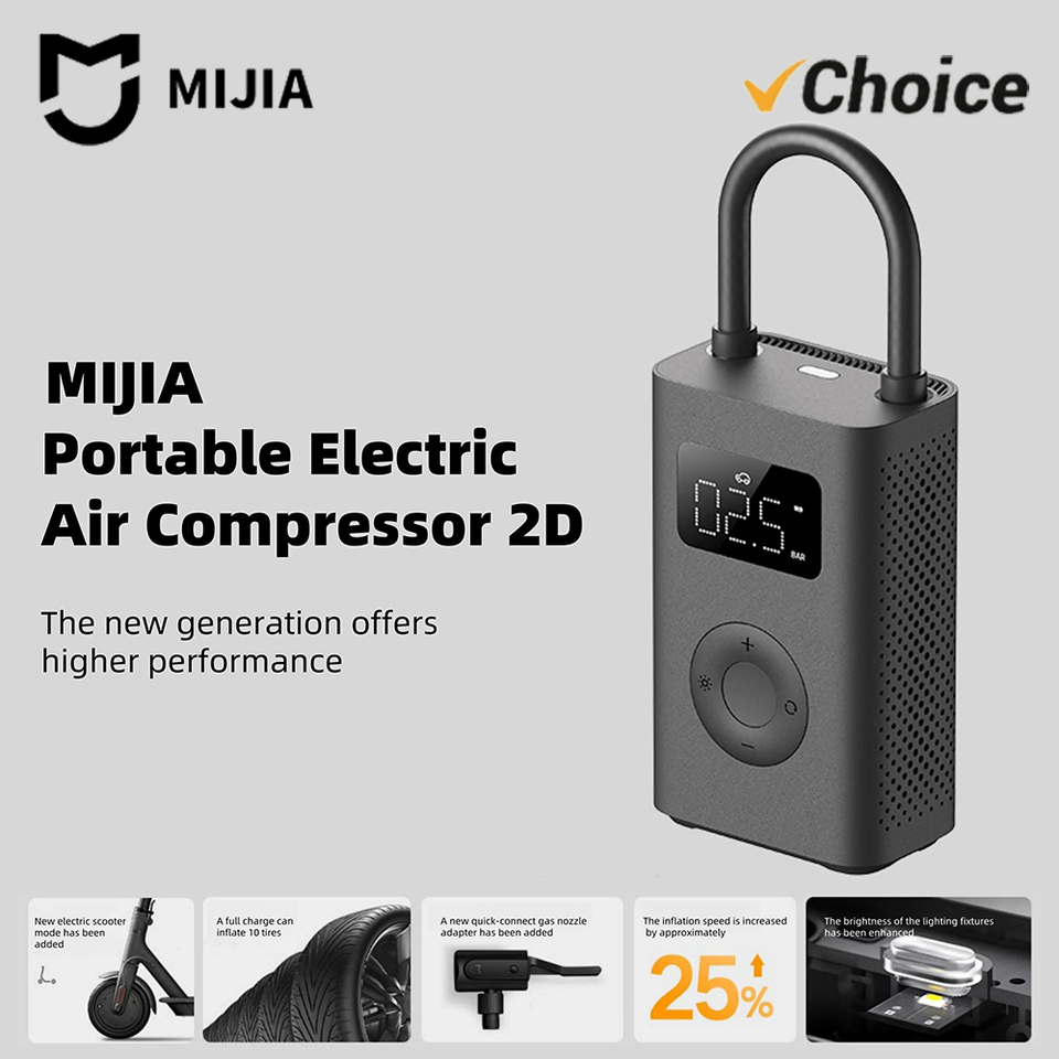  Original New Mijia Inflatable Treasur Air Compressor 2D 2000mAh Portable Inflator Air Pump 2D For Bicycle Car Motorcycle Ball CN 