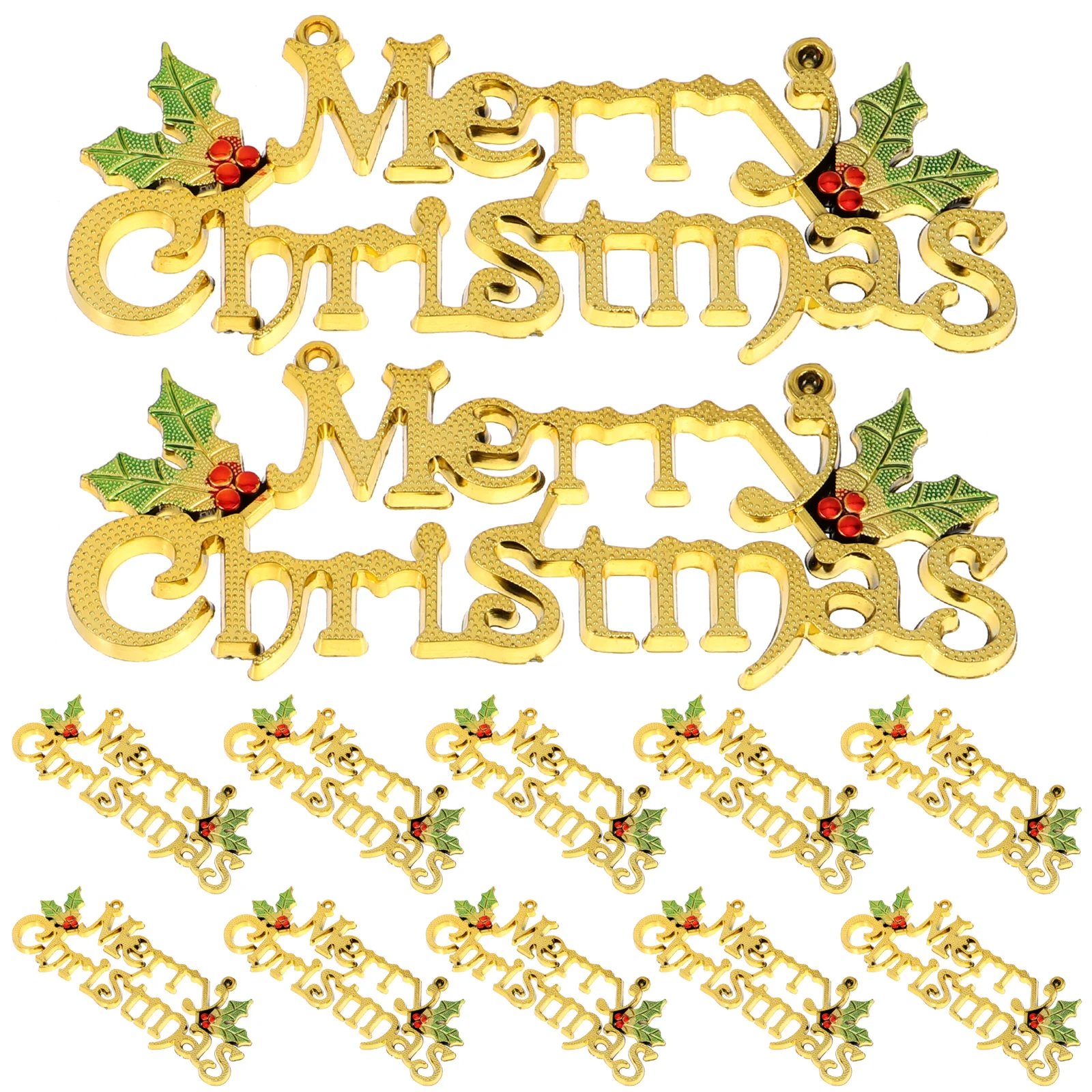 12 Pcs Christmas Letter Sign Door Retro Decor Hanging Tag Label Merry Golden Outdoor