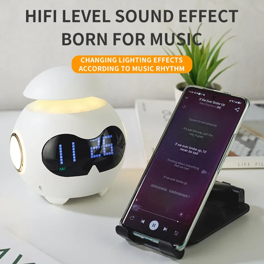 Smart Wake Up Night Light Lamps Emotion Alarm Clock Wireless HIFI Level Sound Bluetooth Speaker LED Display Digital Clock Decor