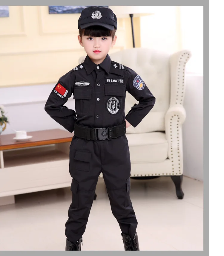 

Children Policeman Cosplay Costume Halloween Boys Girls Kid Police Uniform Army Policemen Clothing Sets Party Dress Up Gift