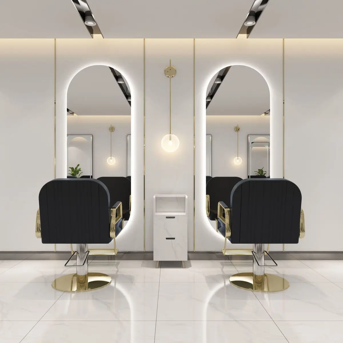 Internet celebrity barber mirror stand hairdresser hair salon special wall-mounted hair cutting mirror with LED intelligent touc