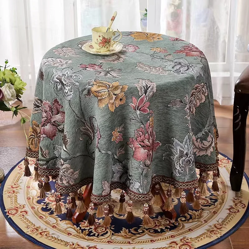 

Chenille tablecloths, round and square tablecloths, round and square table cover, Europe beauty yarn dye flower polyester home d