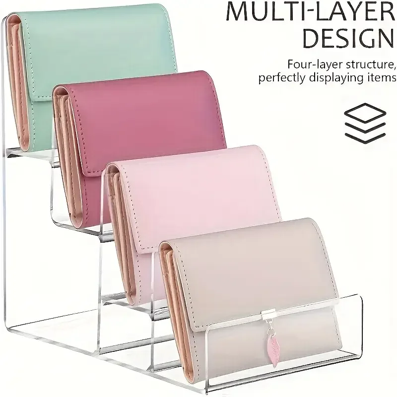 Acrylic Wallet Display Stand Purse Handbag Organizer, Jewelry Riser Display Stand Purse Display Rack