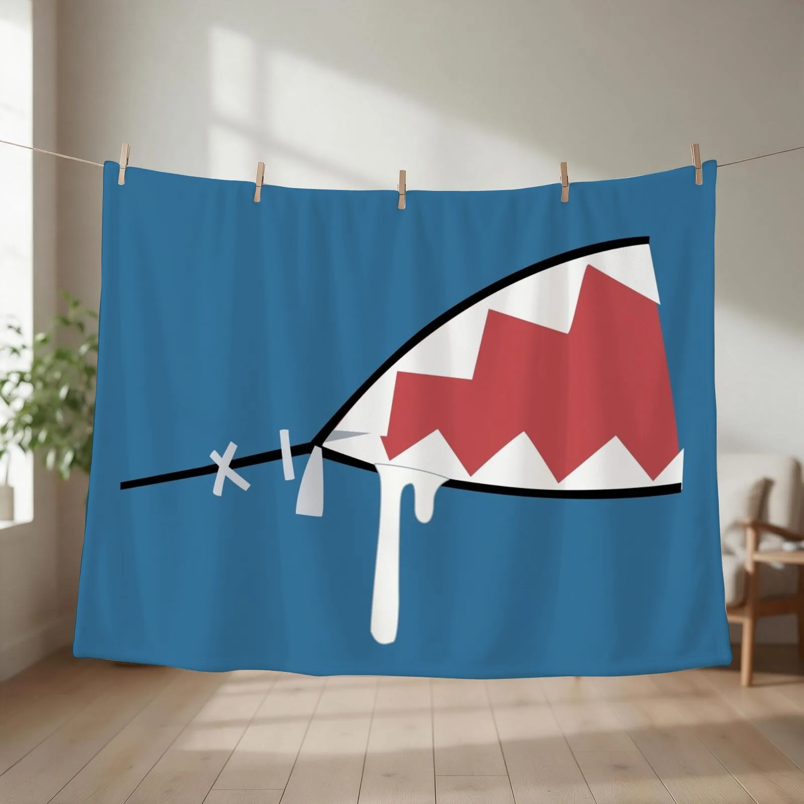 Gawr Gura Shark Mouth Throw Blanket couch cozy soft plush fuzzy picnic outdoor blanket