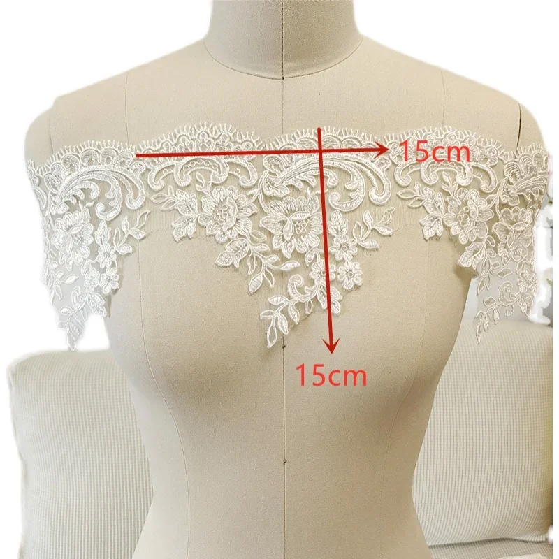 3Yards/Lot  White Rayon Flower Border Lace Trim Wedding Veil Curtain Clothing Lace Tablecloth Background Decoration Accessories