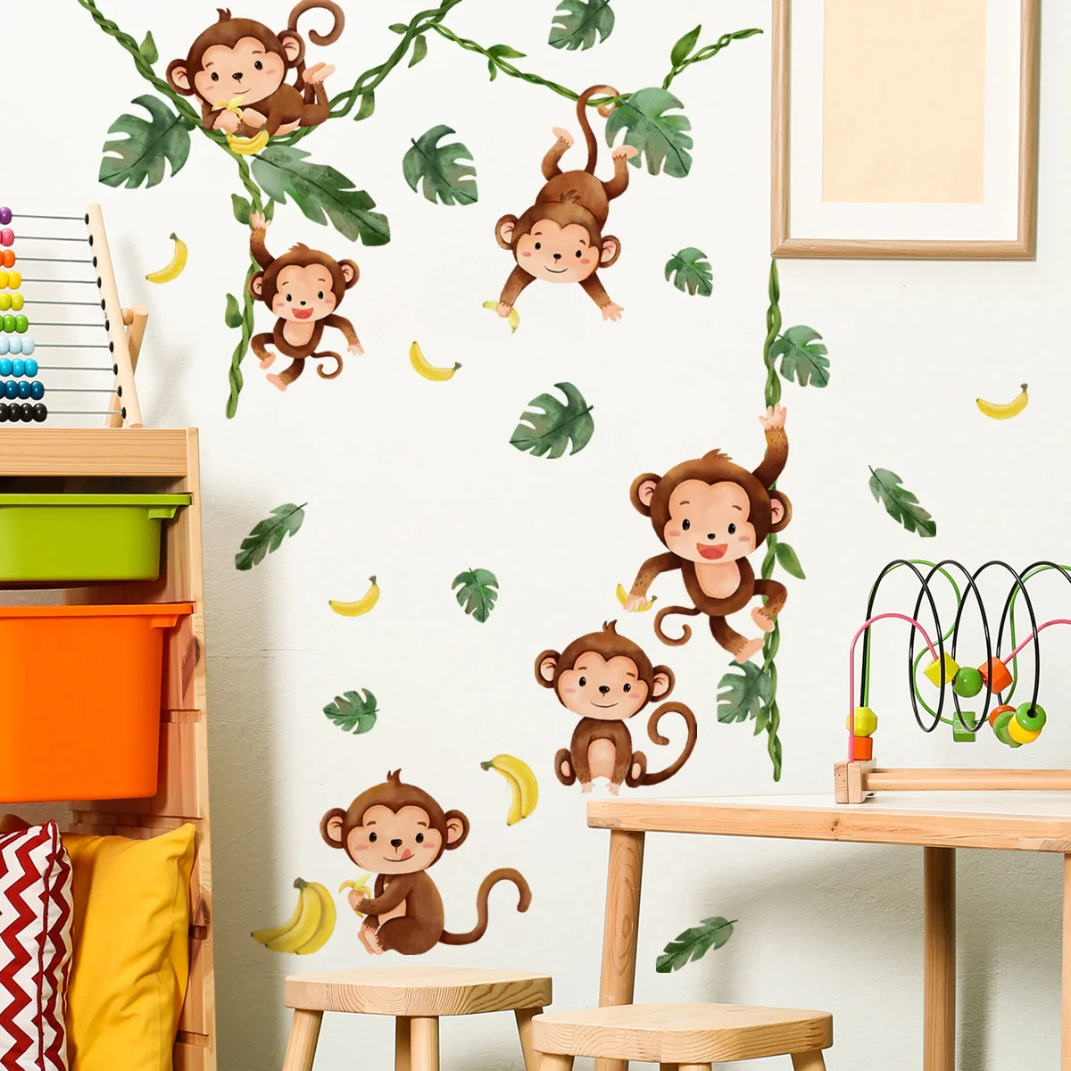 Акварельные обезьяны, дерево,  – обзор и цена Baby Nursery Panelling