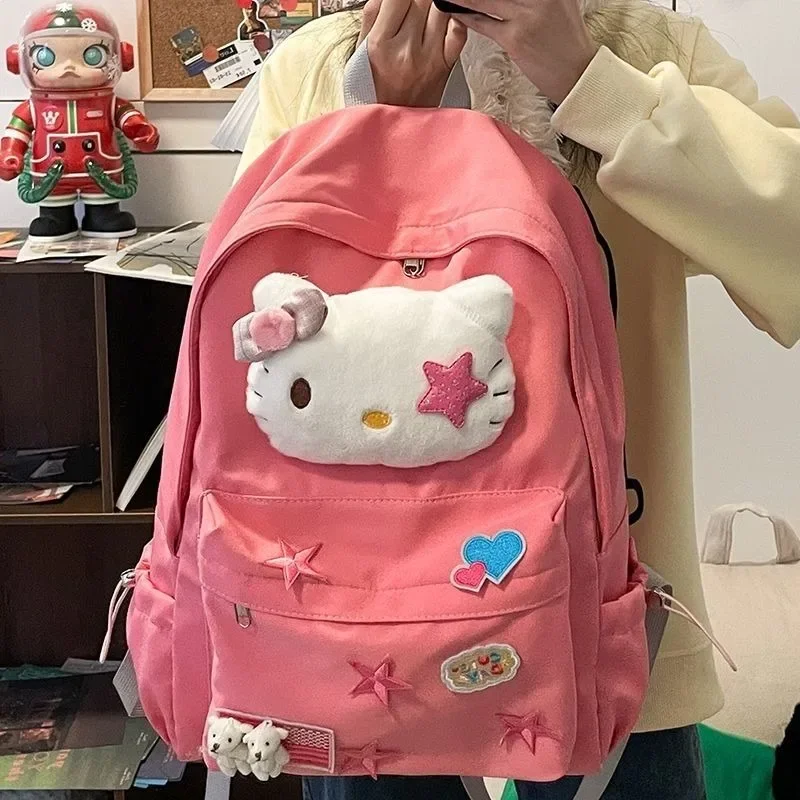 

MBTI Y2k Pink Backpack Women Hello Kitty Harajuku Fashion Large Capacity Casual Backpacks Cute Original Students New Female Bag