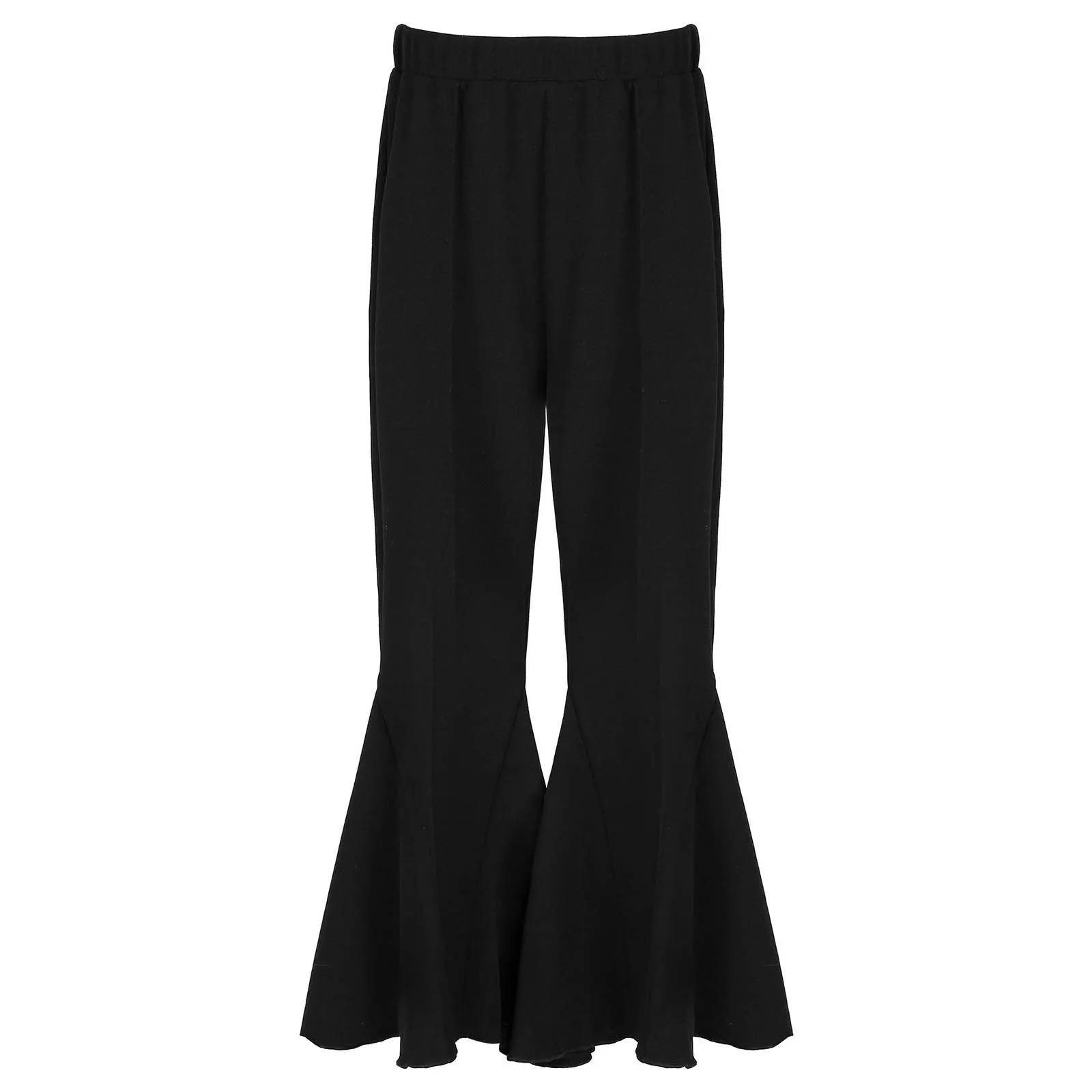 Kids Girls Children Flare Pants Black Ruffle Bell-bottoms Pants Fashion Casual Clothing 6 7 8 9 10 11 12 13 14 15 16 Years Old