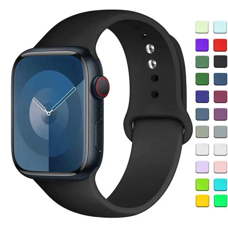 Silicone strap For Apple Watch bands 44mm 40mm 45mm 41mm 38mm 42mm belt bracelet iWatch series se 9 8 7 6 5 3 ultra 2 band 49mm