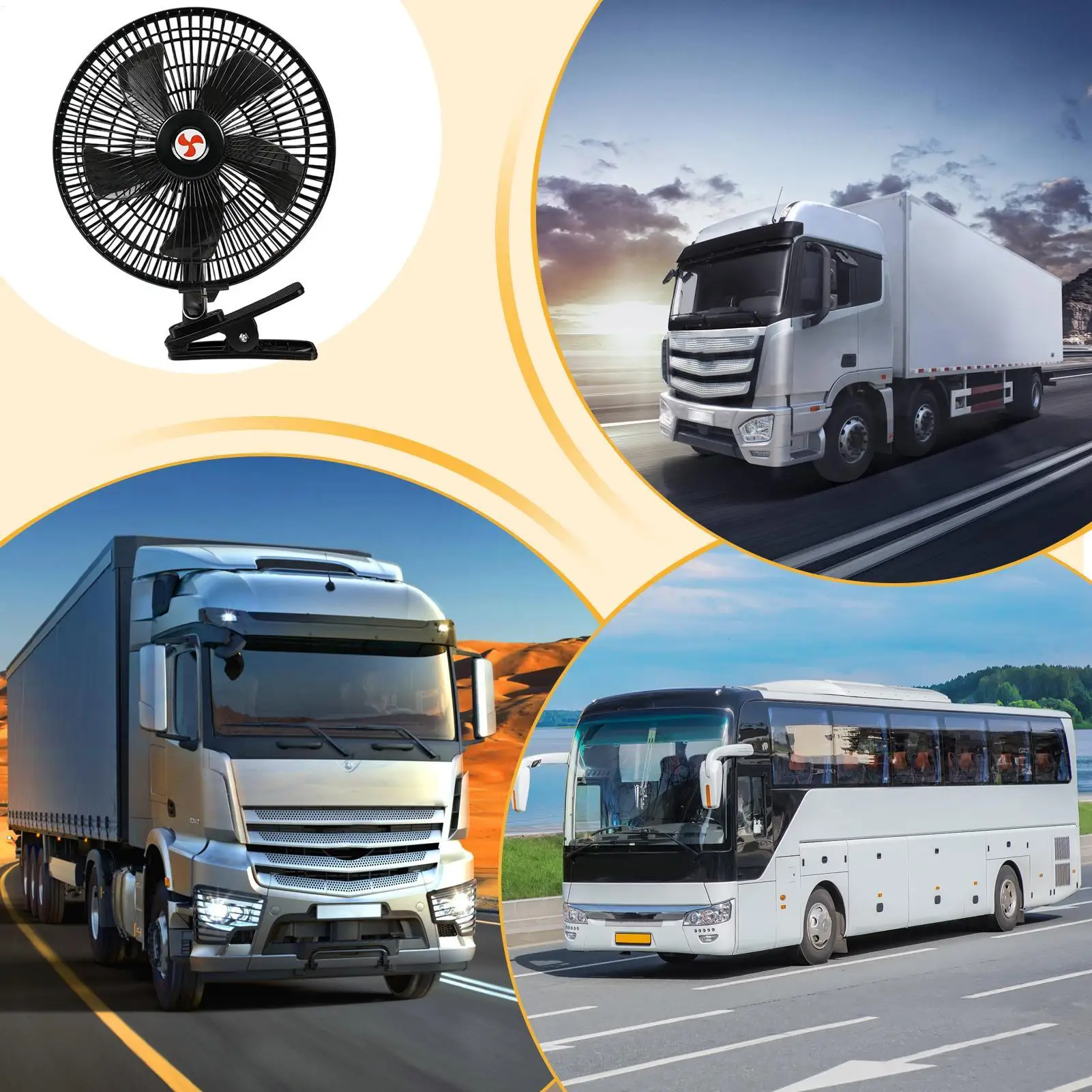 Portable Car Clip Fan Interior Personal Cooling Supplies Portable Oscillating Fan With 2 Wind Gears For Trucks SUVs RVs Pickups