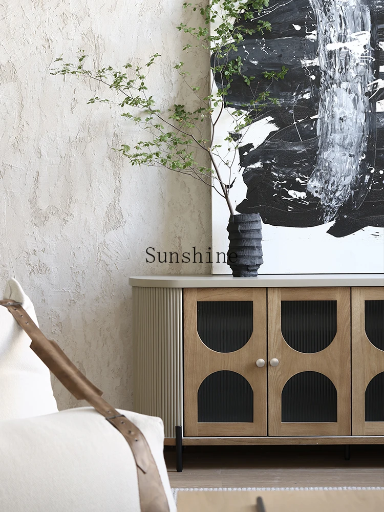 Expression Modern French Countryside Light Retro Wabi Sabi Wind Four Doors Dining Side Entrance Cabinet