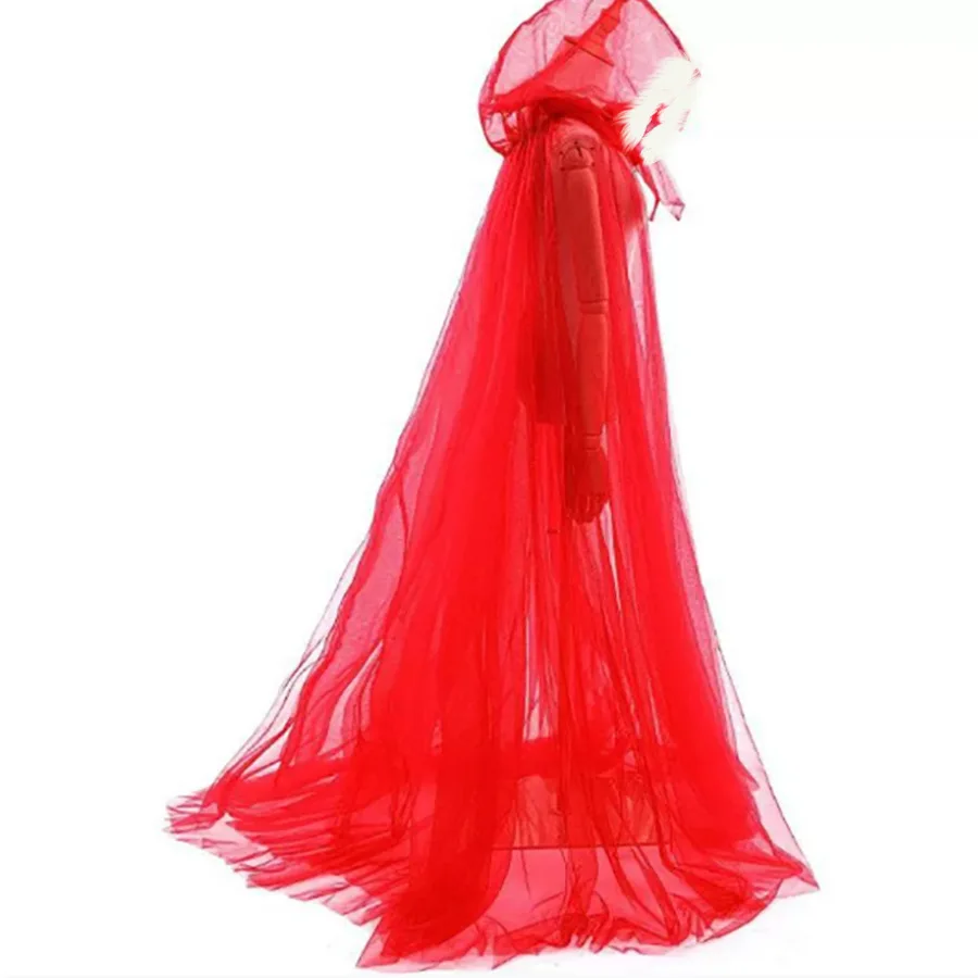 

Christmas Tulle Cape Versatile Red Tulle Cape Santa Claus Cape Soft For Holiday Photography Winter Celebration Cosplay