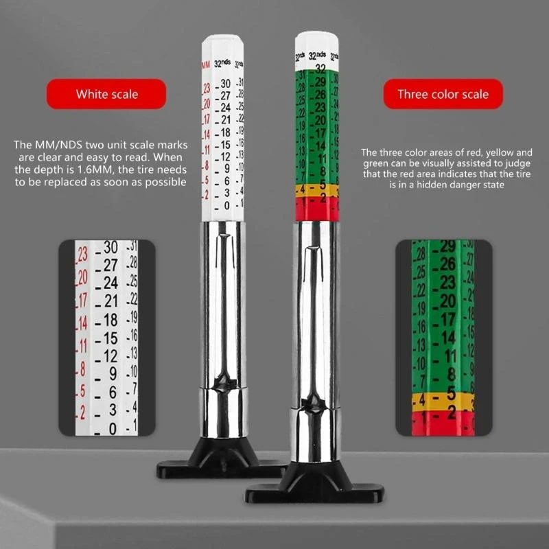 Tire Thread Depth Meter Professional Car Tire Measuring Pen Automotive Tire Depth Gauge Tester 0-32nds/0-25mm