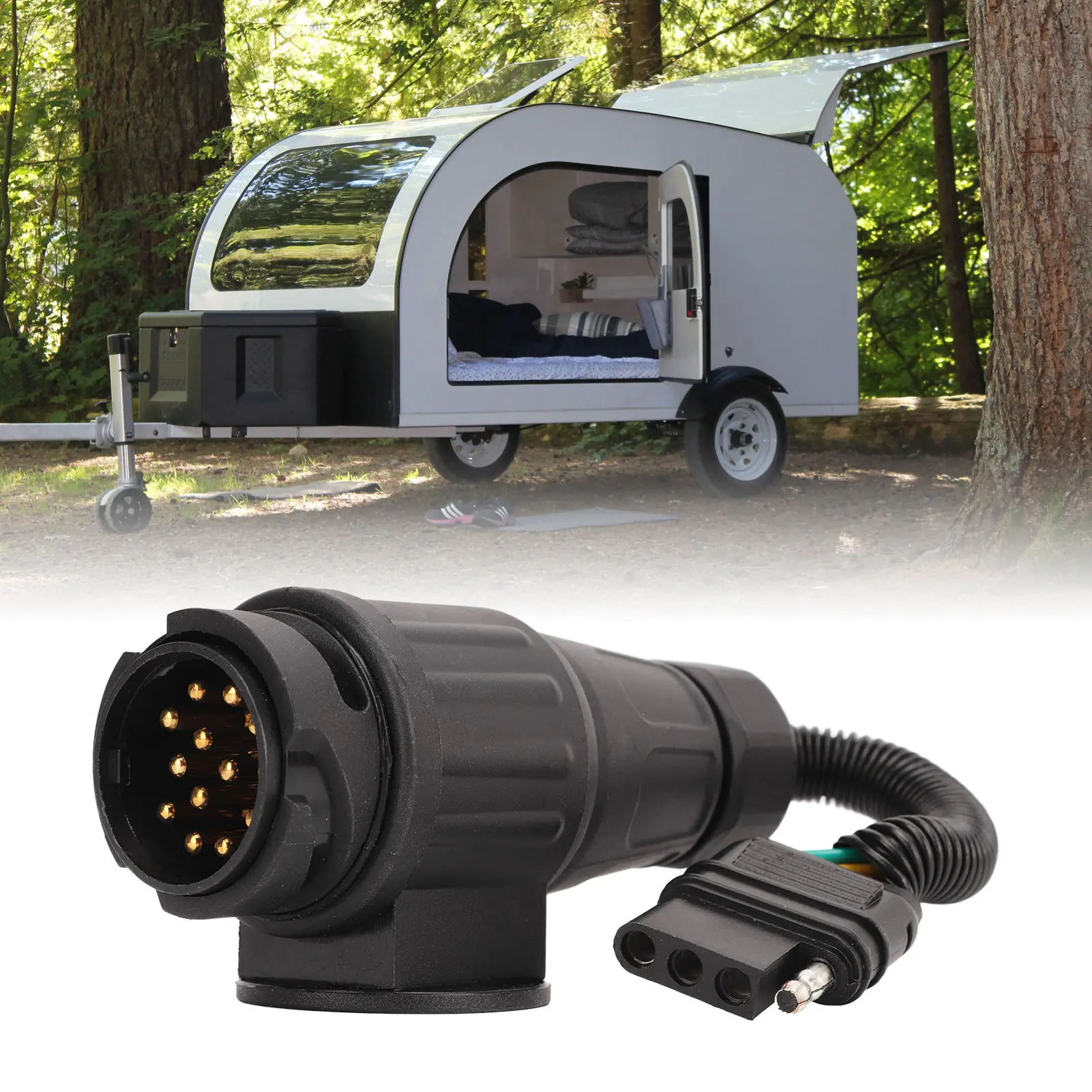 

Trailer Conversion Plug Trailer Plug Adapter EU 13 Way Round to US 4 Way Flat Trailer Connector Converter Conversion Plug for RV