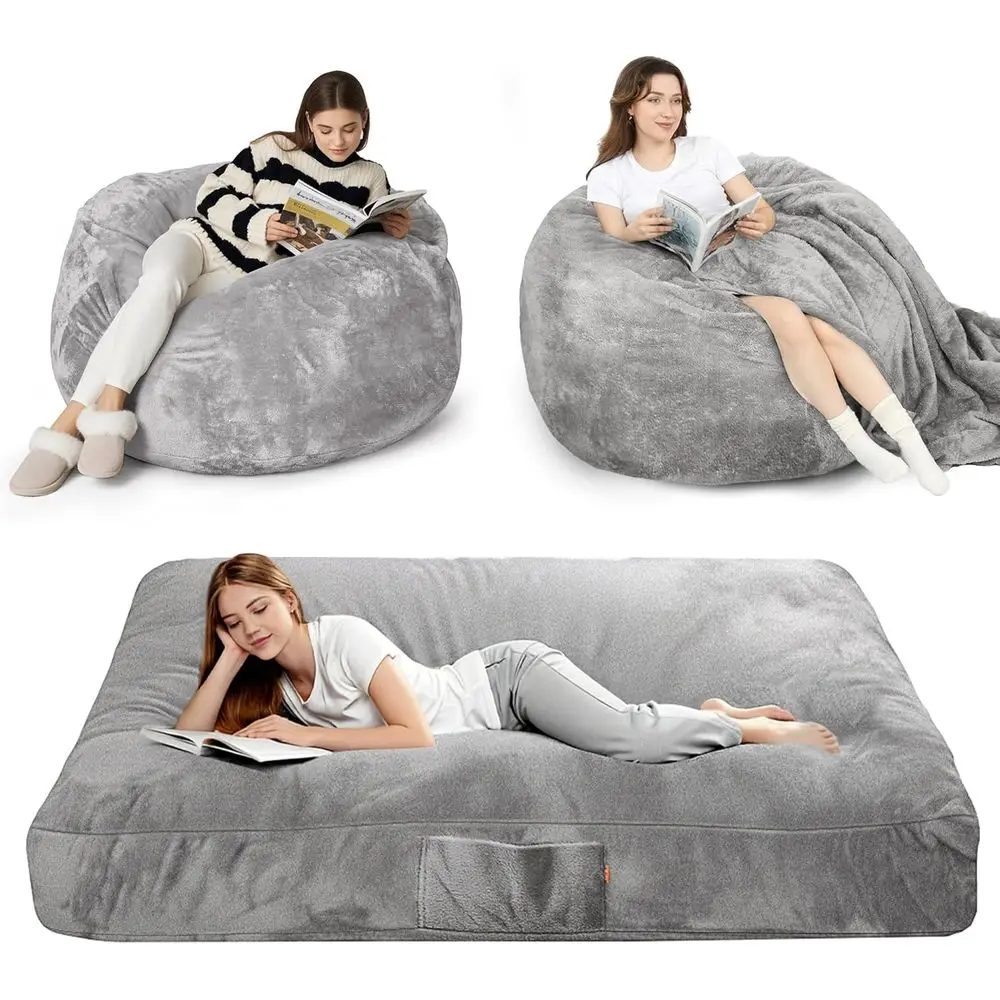 

Queen Size Bean Bag Chair: Comfortable for Adults, Kids, and Couples - Washable Cover, Ideal for Living Rooms, Bedrooms, and Gam