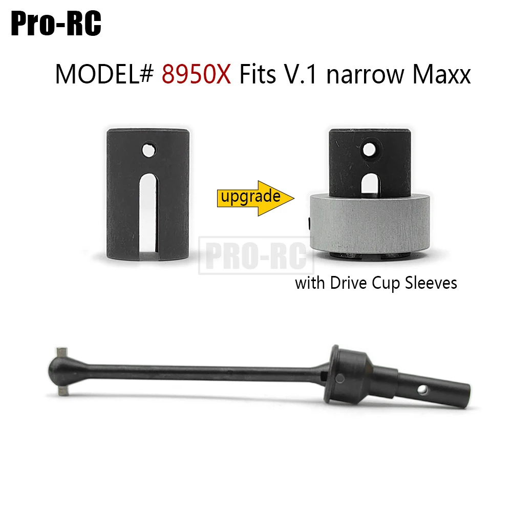 4P Steel 8950X 8996X Extended Drive Shaft CVD & Sleeves with Splined Wheel Hex for 1/10 Traxxas MAXX V2 WideMaxx RC Upgrade Part