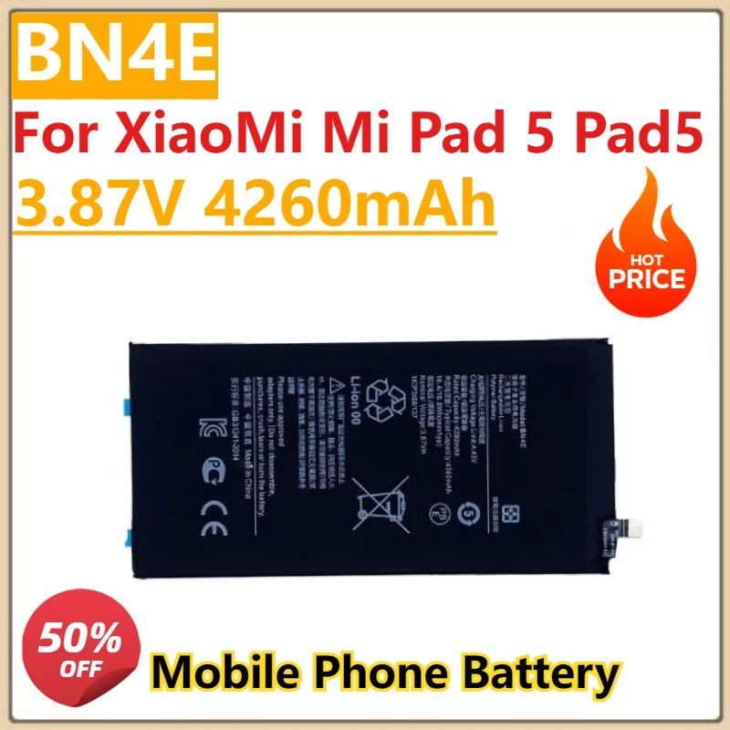 

High Quality New 3.87V 4260mAh BN4E Replacement Battery For XiaoMi Mi Pad 5 Pad5 Tablet Phone Battery