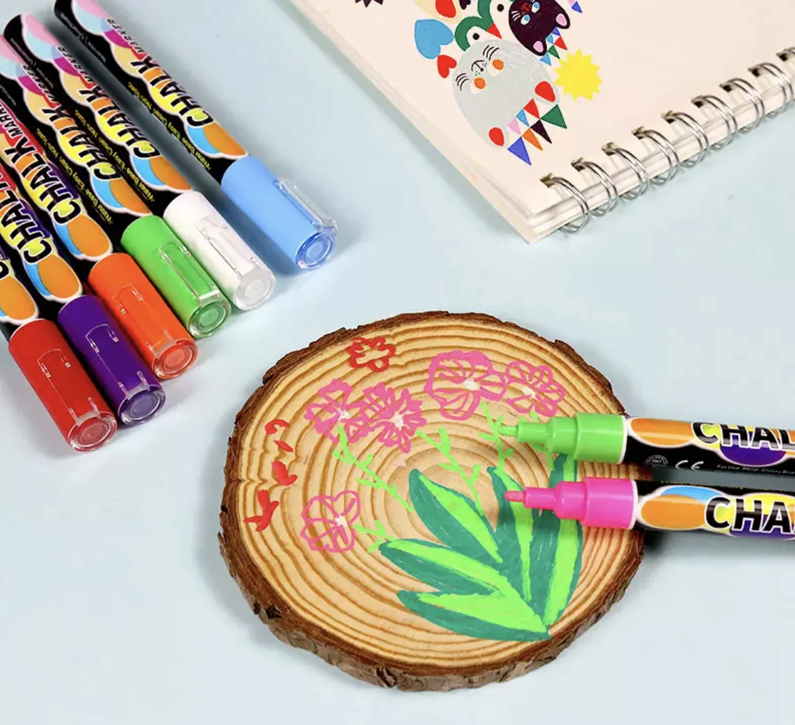 

Premium 8/10/12 Color Pack 6mm Reversible Chisel Bullet Point Tip Art Quality Erasable Liquid Chalk Marker Pen