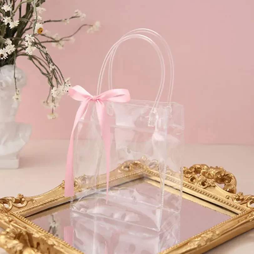 

New Creative Transparent Plastic Pvc Gift Bags Handbags Clear Tote Bag With Handle Wedding Gift Boxes Wedding Party Favors