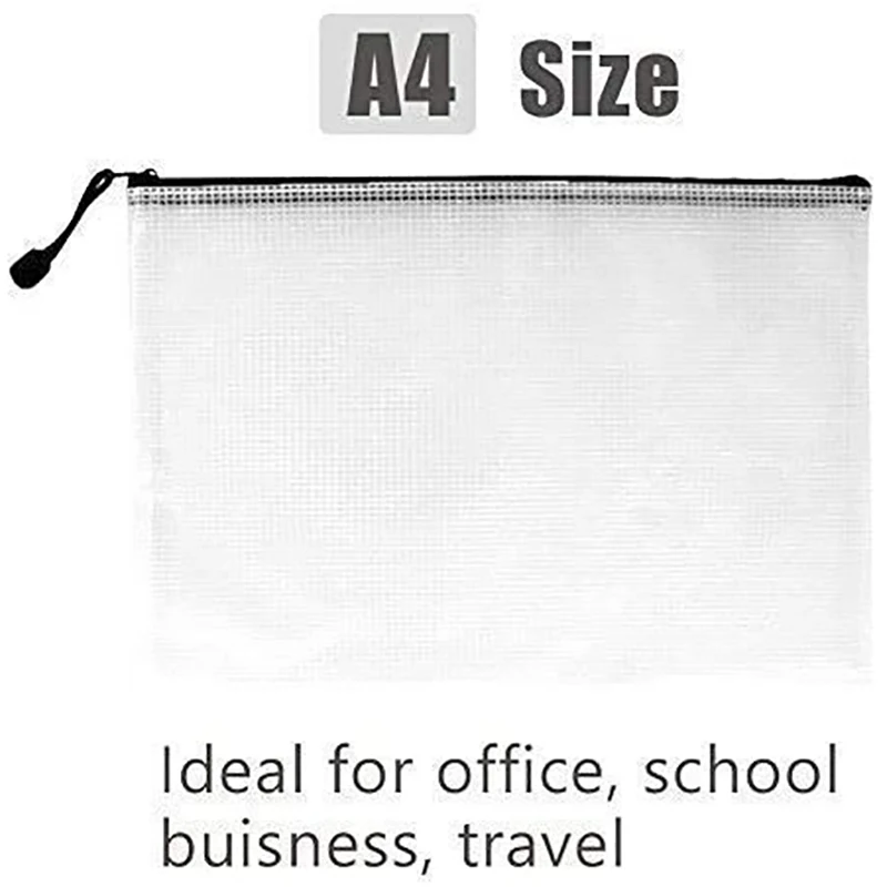 Zipper Bag- Folder A4 Zipper File Bag Zipper File Bag Mesh File Bag With Zipper Travel Bag Storage Bag 24Pcs