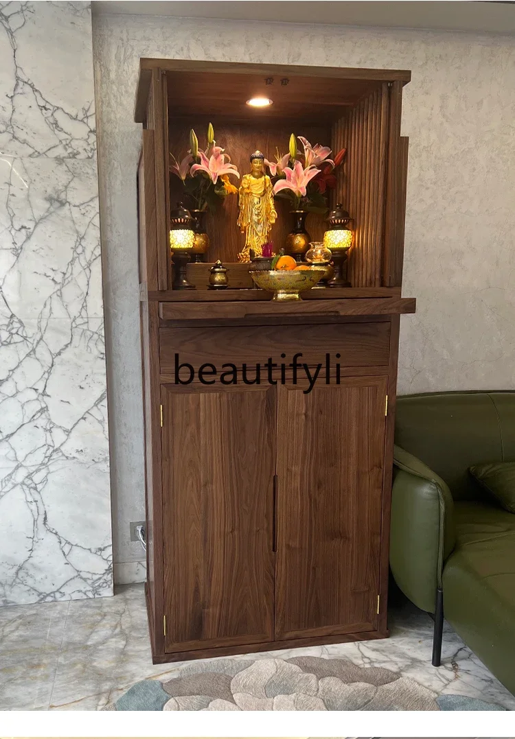 

ss C New Chinese style hidden door cabinet with door Buddhist shrine