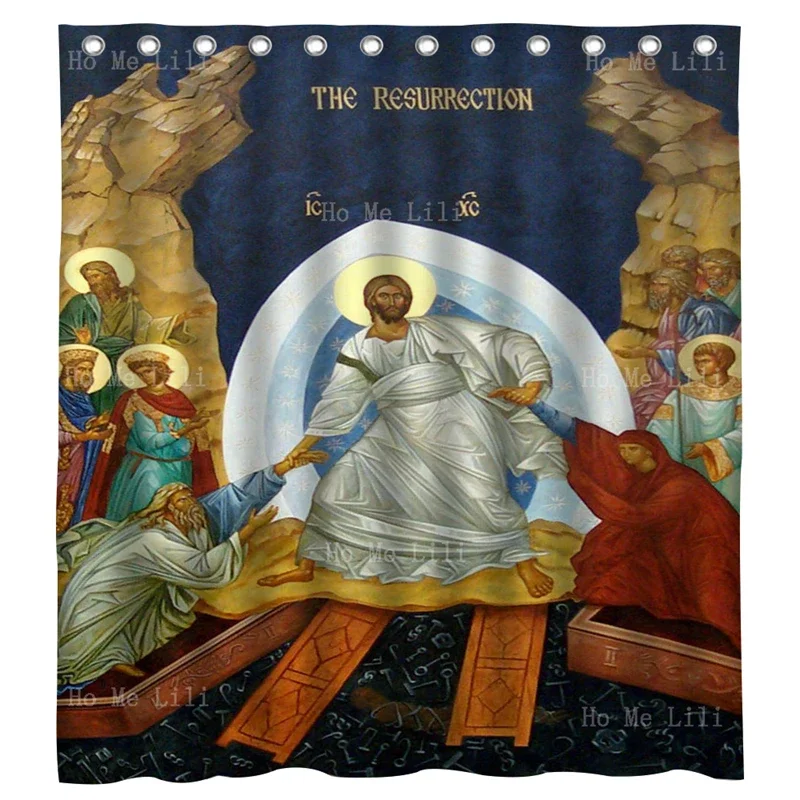 Happy Easter Sunday The Resurrection Of Our Christ Angelic Art Remember All Believers Who Have Died Shower Curtain By Ho Me Lili