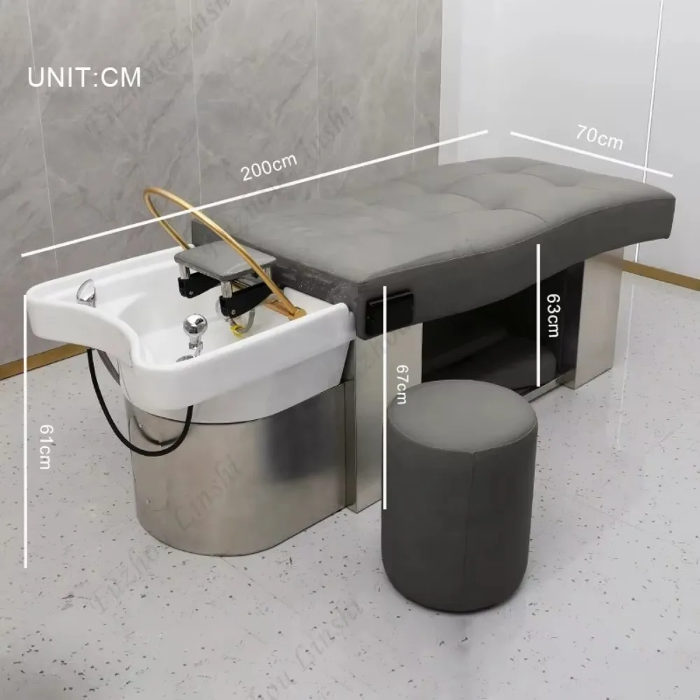 Hot Sale Salon Station With Head Spa Equipment Massage Table Ceramic Shampoo Basin Hair Wash Bed - view 6