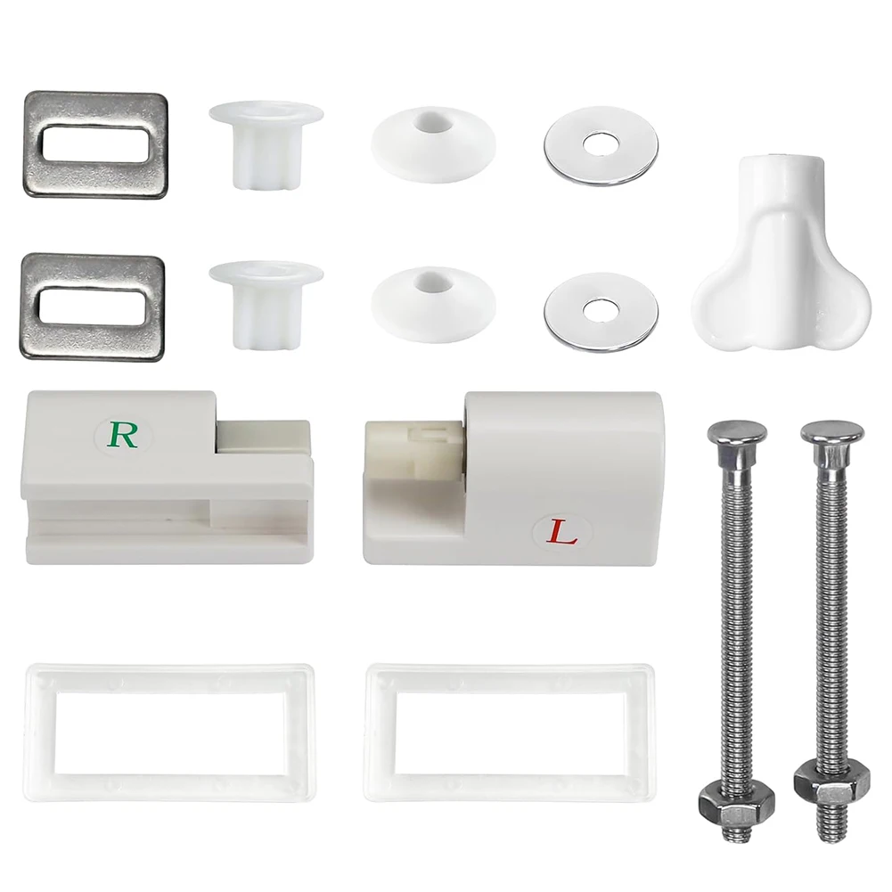 White Toilet Lid Hinge ABS And Metal Construction Gentle Self-closing Quiet Lowering For Standard Toilet Seats