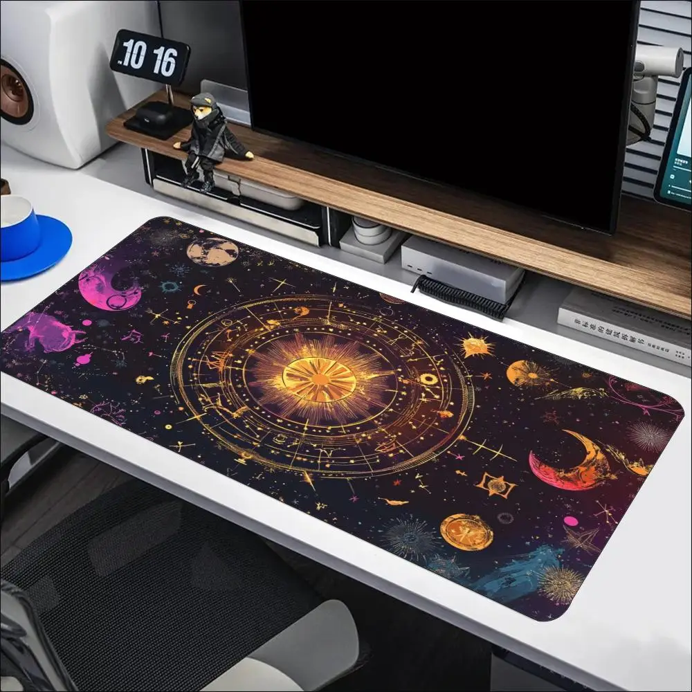Mystic Celestial Moon Star Tarot Large Extended Mouse Pad Non-Slip Rubber With Stitched Edges For Gaming And Office Desk Setup