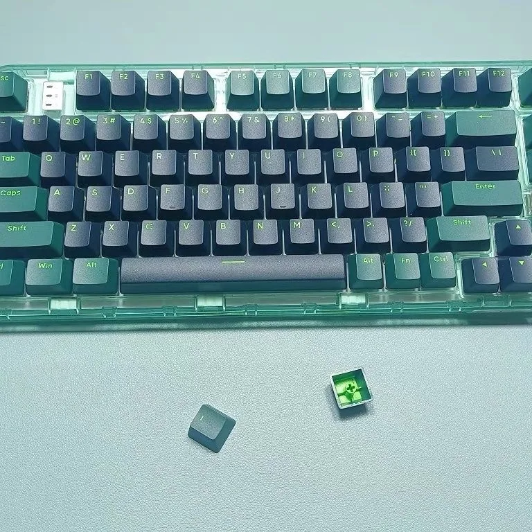 117คีย์ PBT แบบ double-shot keycaps 6.25U Black Green Key สำหรับแกนดาวเทียมคีย์บอร์ดเล่นเกมเชิงกล