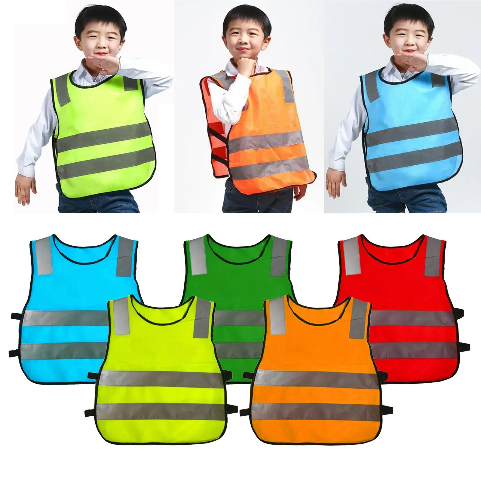 Children Sleeveless Reflective Jackets Waistcoat Primary Boys Girls