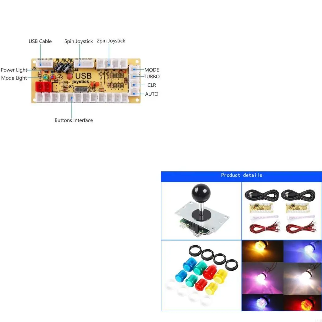 

DIY Arcade Game Control Board 2 Players Joystick Game with 20 LED Button