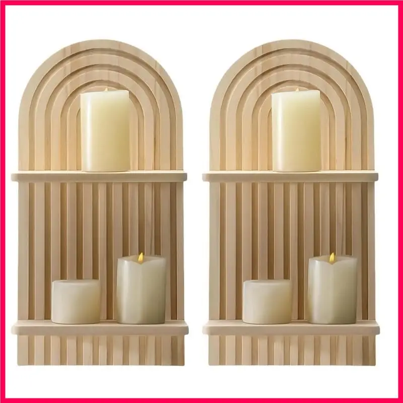 

H051 2pcs 2 Установки Организаторы деревянных стен Агровые висящие полки для современных домашних декораций